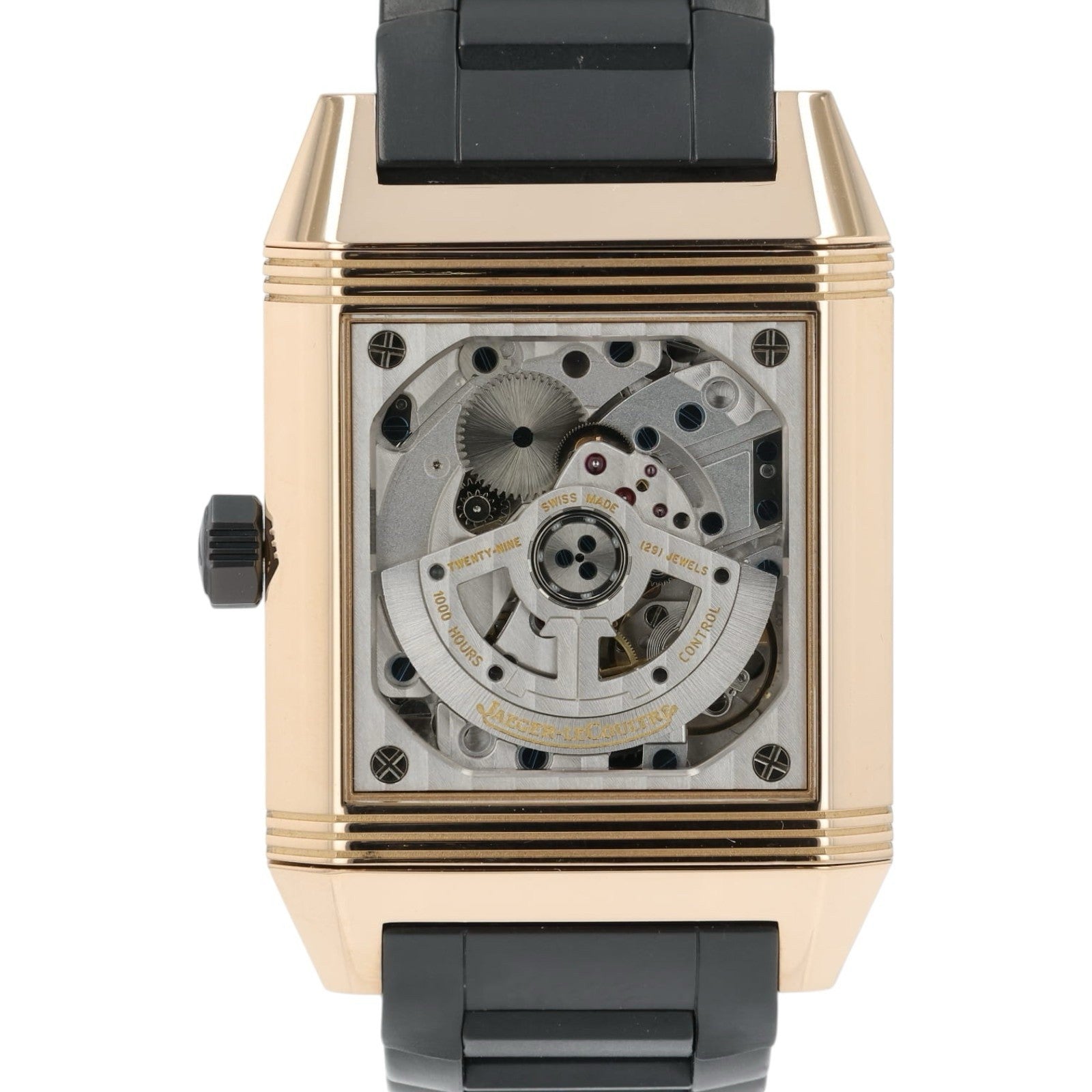 LeCoultre Reverso Squadra Hometime Black Dial 18k Rose Gold Auto Watch Q7002671