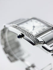 Cartier Tank Francaise Diamond Bezel Steel 28mm Automatic Women's Watch W51002Q3