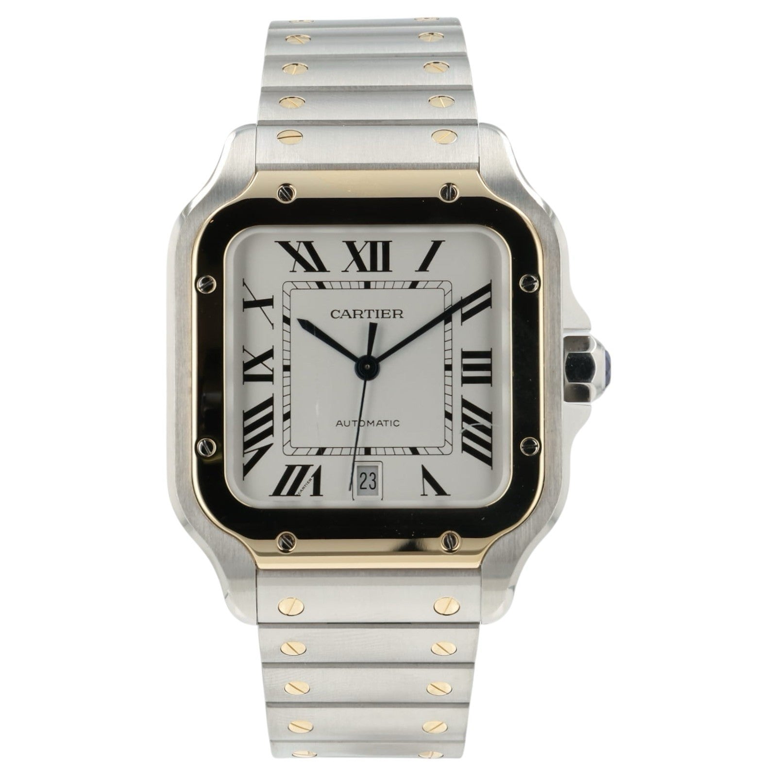 Cartier Santos Silver Dial Gold & Steel 39x47mm Automatic Men’s Watch W2SA0009