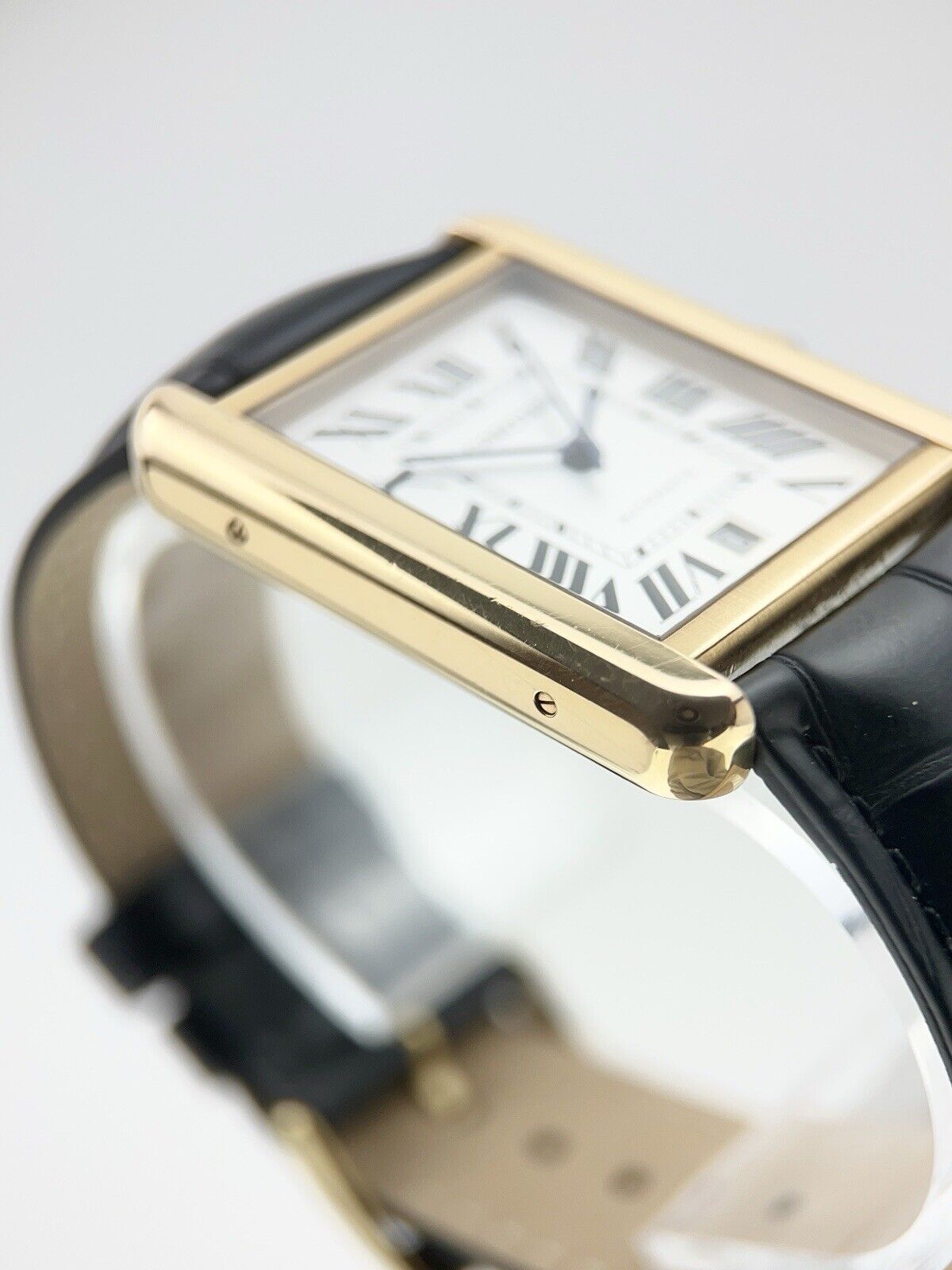 Cartier Tank Solo XL 18k Yellow Gold Black Leather Strap 31mm Automatic W5200026