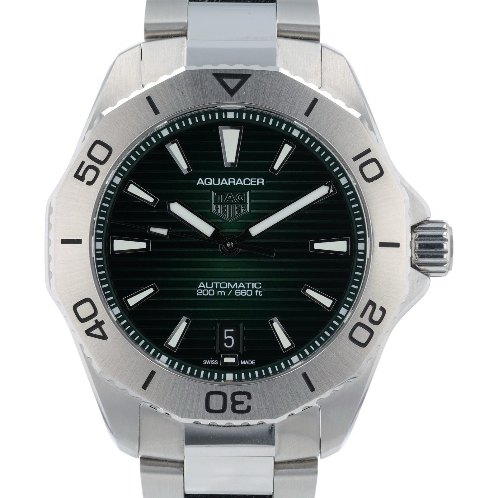 NEW Tag Heuer Aquaracer Green Dial Stainless Steel 40mm Auto Mens Watch WBP211