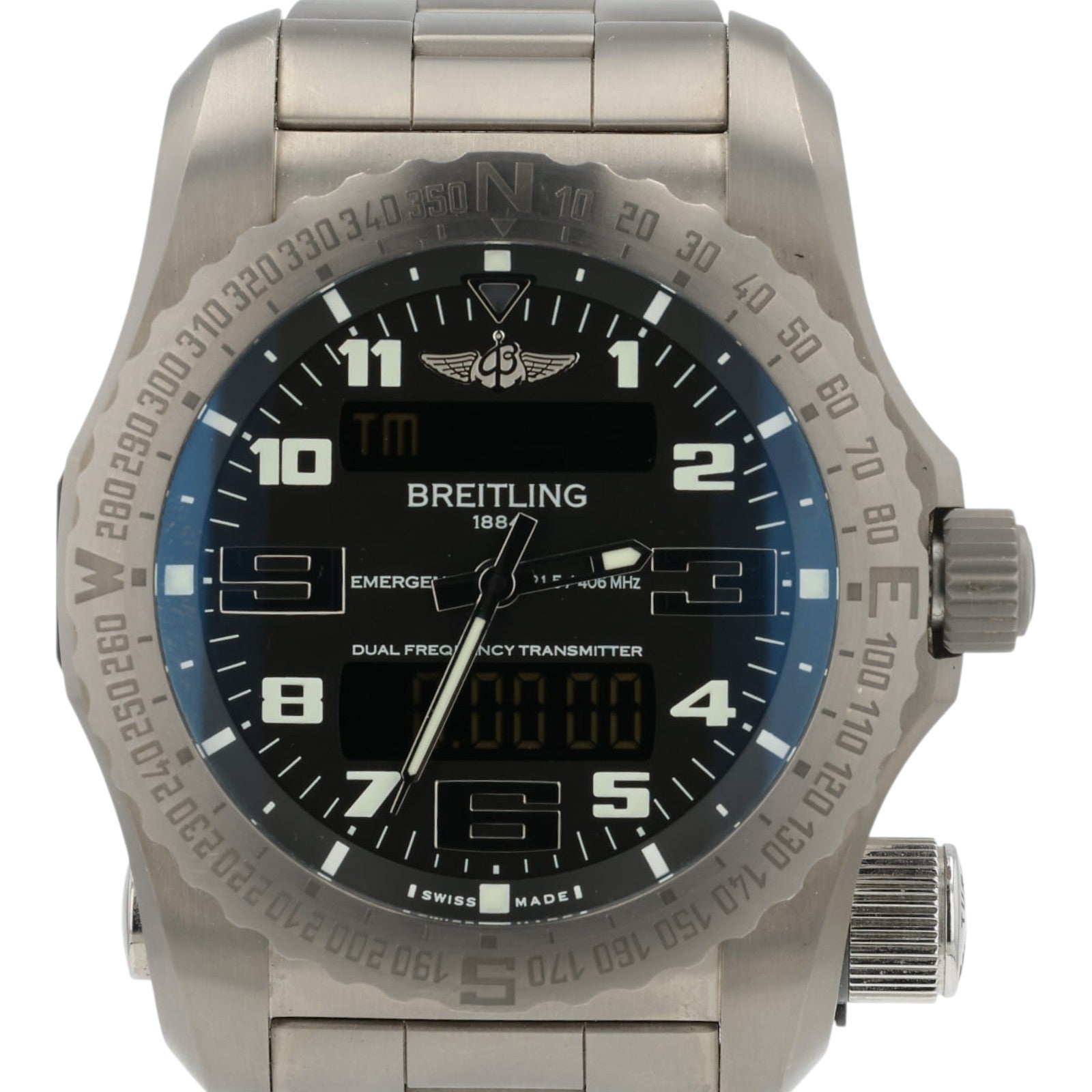 Breitling Emergency Black Dial Titanium 51mm Quartz Mens Watch E76325