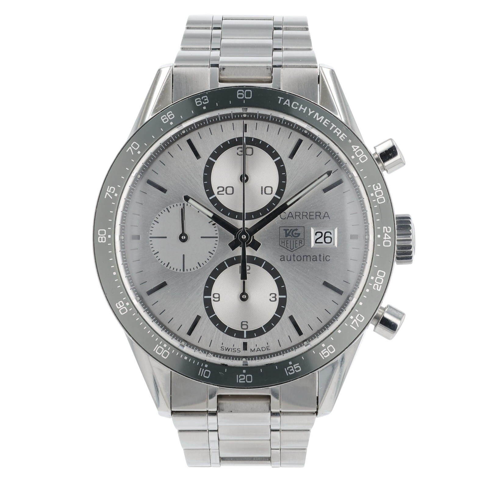 Tag Heuer Carrera Silver Dial Stainless Steel 41mm Automatic Mens Watch CV2011