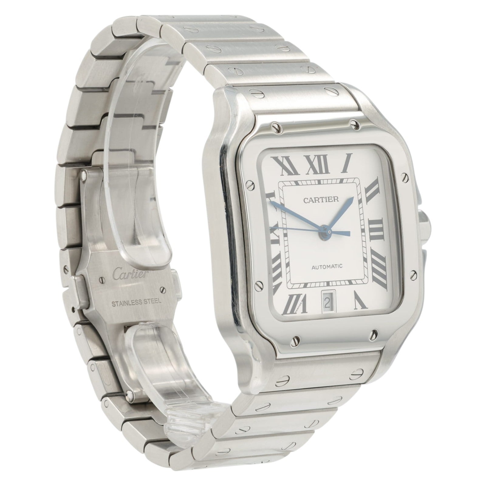 Cartier Santos Silver Color Dial Stainless Steel 39x47mm Automatic Mens WSSA0018