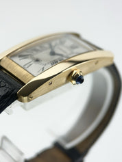Cartier Tank Americaine Medium Automatic 18kt Yellow Gold Guilloche Roman Dial