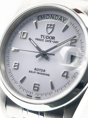 Tudor Prince Date Day Stainless Steel White Dial 36mm Automatic Mens Watch 76200
