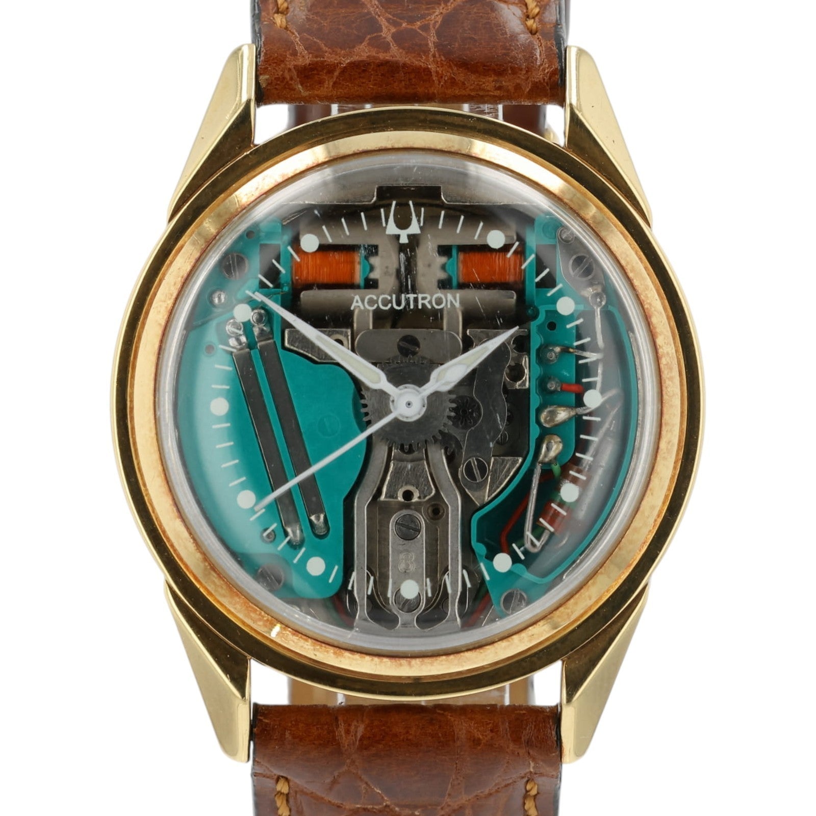 Bulova Accutron Spaceview Skeleton Dial 18k Gold 34mm Men's Watch
