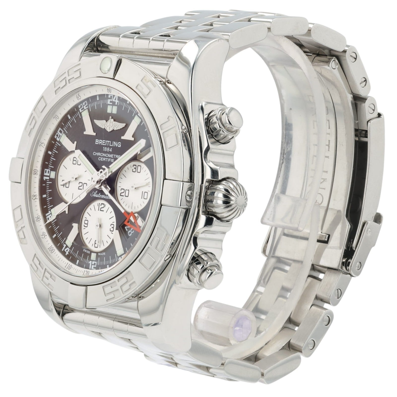 Breitling Chronograph GMT Black Dial Stainless Steel 47mm Automatic Mens AB0410