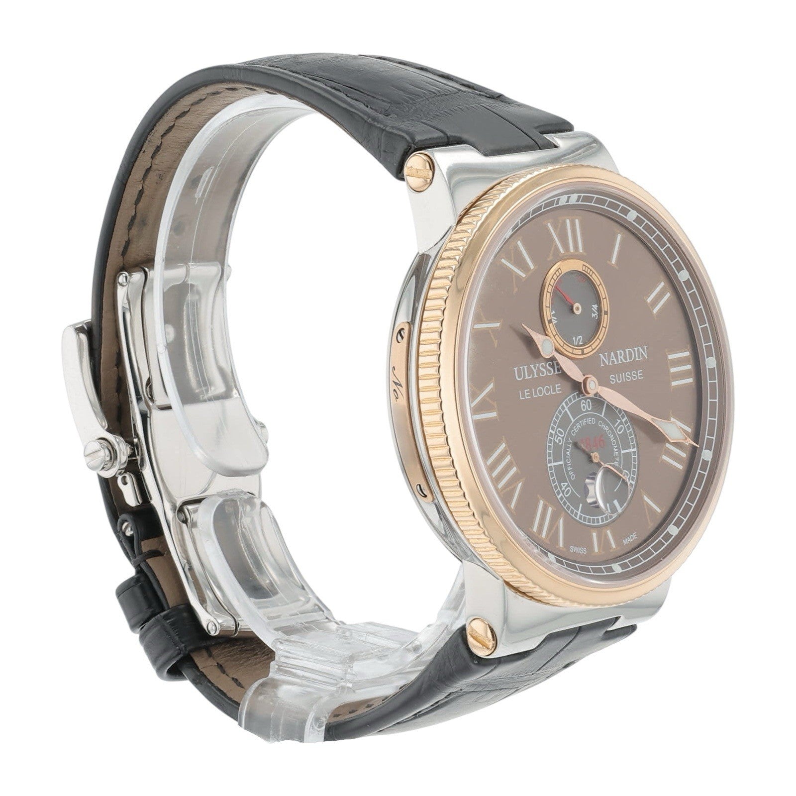 Ulysse Nardin Marine 18k Rose Gold & Steel Brown Dial 43mm Automatic Mens 265-67