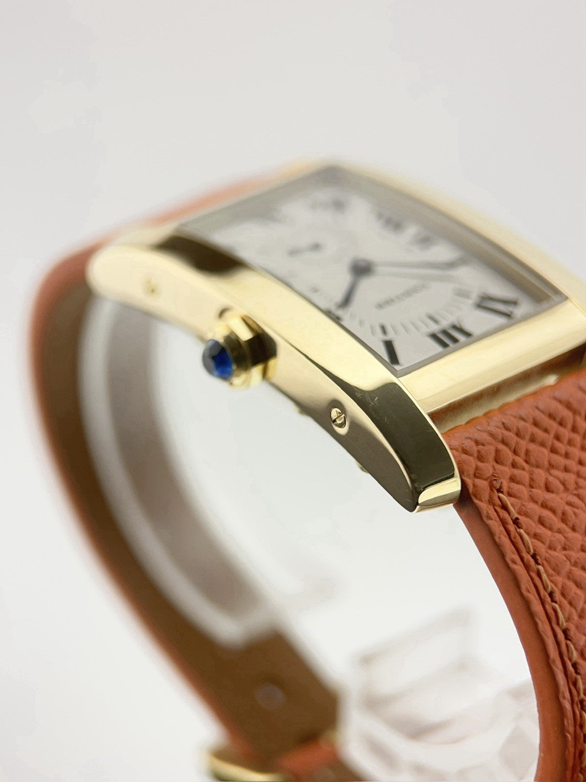 Cartier Tank Americaine 18k Yellow Gold Silver Dial 24mm Quartz Watch 8012905