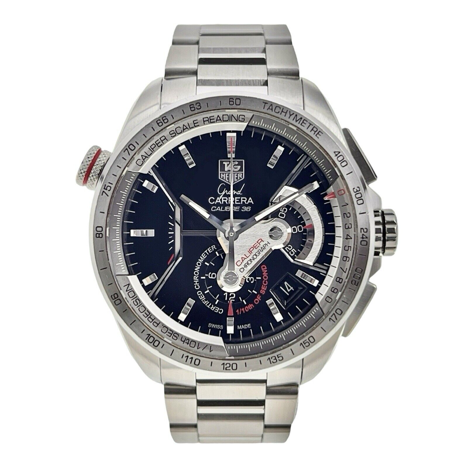 Tag Heuer Grand Carrera Stainless Steel Black 43mm Automatic Men’s Watch CAV5115