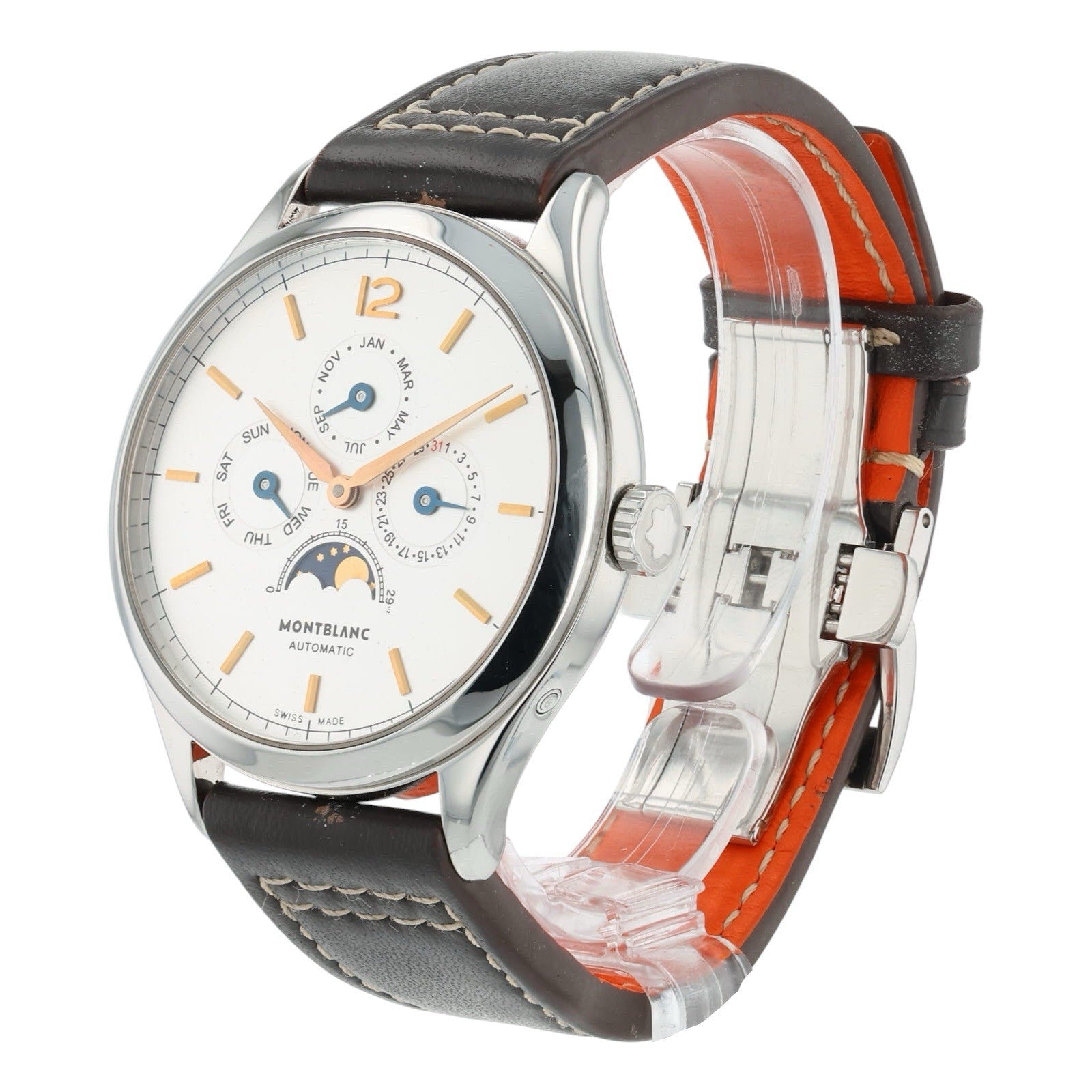 Montblanc Heritage Annual Calendar Steel Silver Dial 40mm Automatic Mens 112534