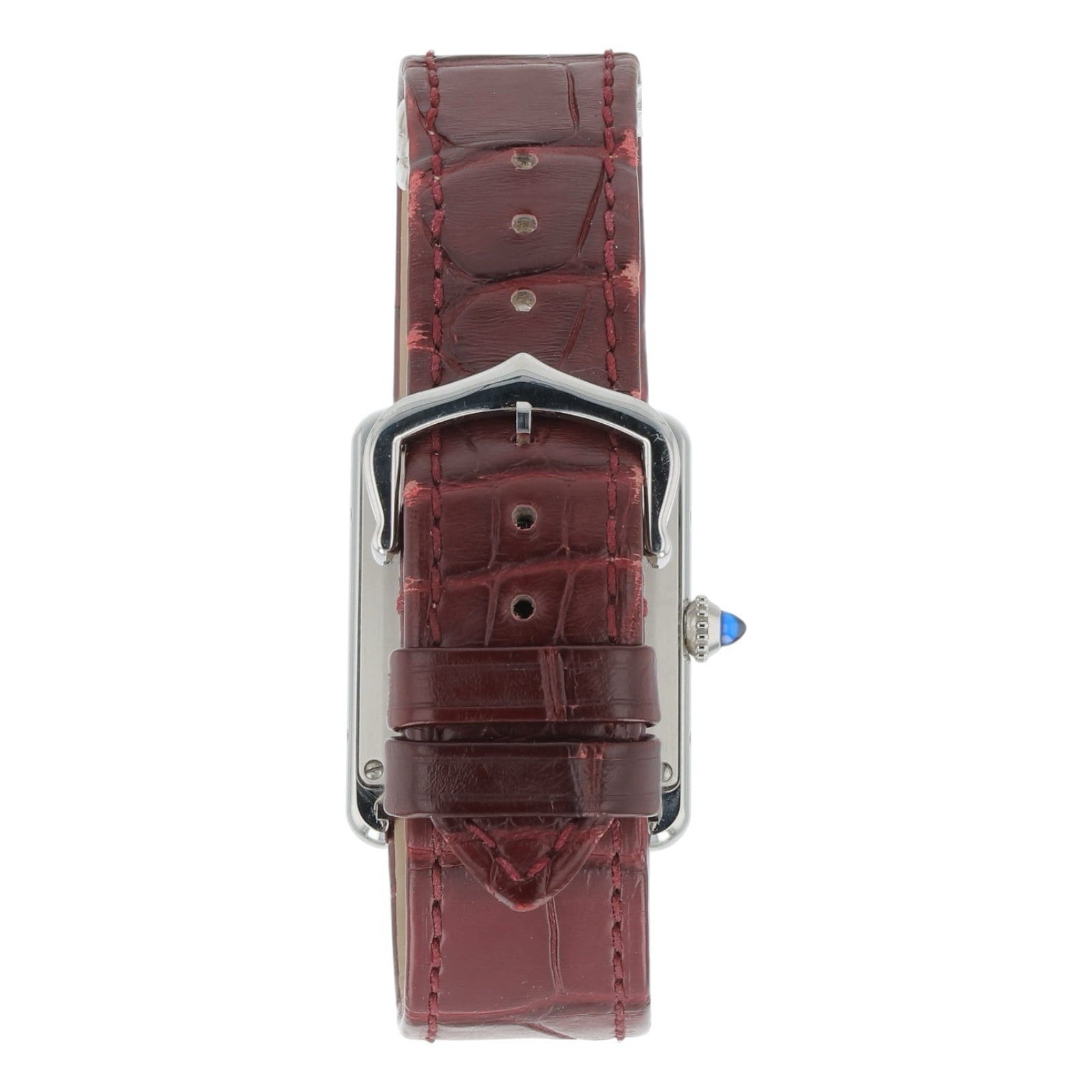 Cartier Tank Stainless Steel Red Dial 25mm Quartz Men's Watch WSTA0054