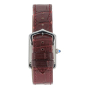 Cartier Tank Stainless Steel Red Dial 25mm Quartz Men's Watch WSTA0054