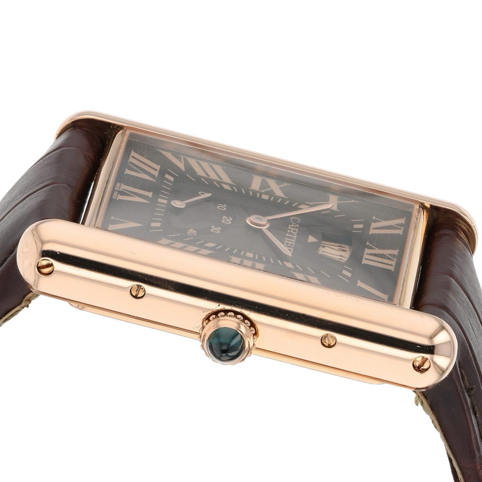 Cartier Tank Louis 18 Rose Gold Brown Dial Manual Wind Men's Watch W1560002