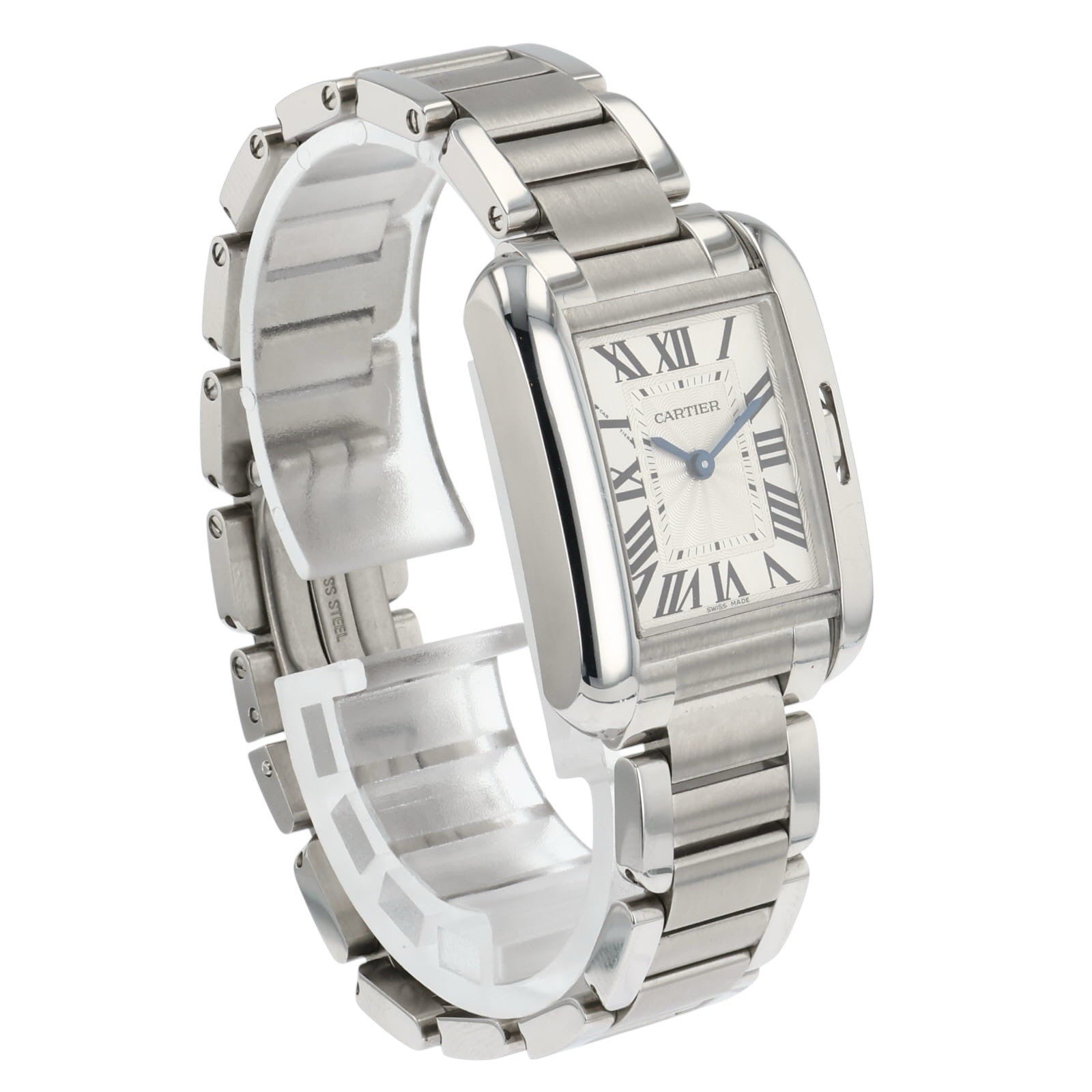 Cartier Tank Anglaise Stainless Steel Silver Dial 22mm Quartz Women's W5310022