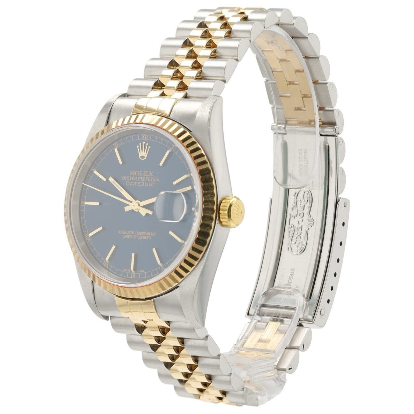 Rolex Datejust Blue Dial Gold & Steel 36mm Automatic Movement Mens Watch 16233
