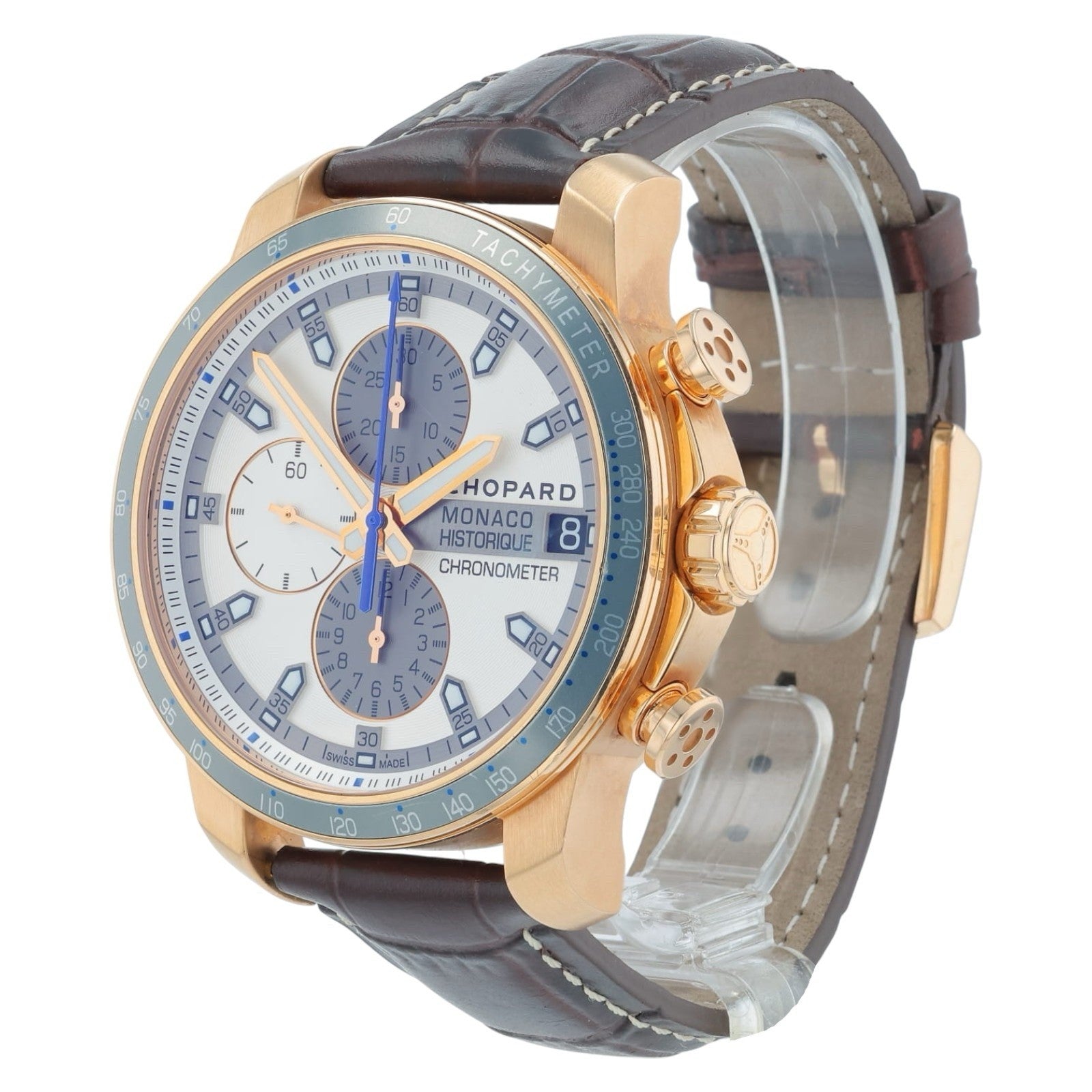 Chopard Grand Prix De Monaco 18k Rose Gold Silver Dial 44mm Auto 161294-5001