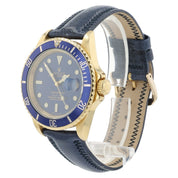Rolex Submariner Blue Dial 18k Yellow Gold 40mm Automatic Mens Watch 16618