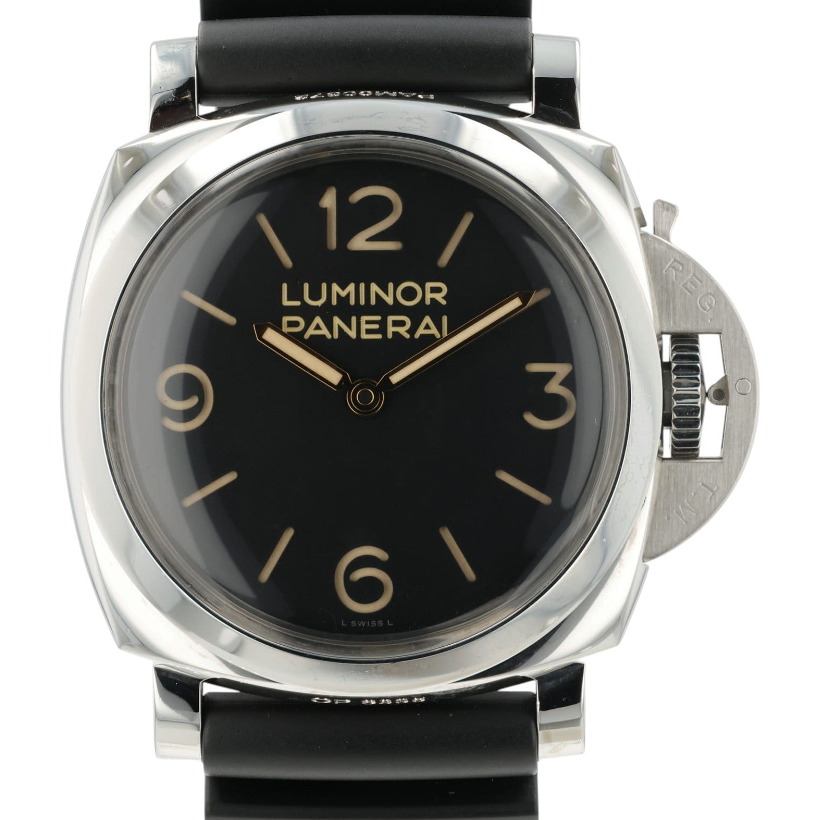 Panerai Luminor Black Dial Stainless Steel 47mm Manual Wind Mens Watch PAM00372
