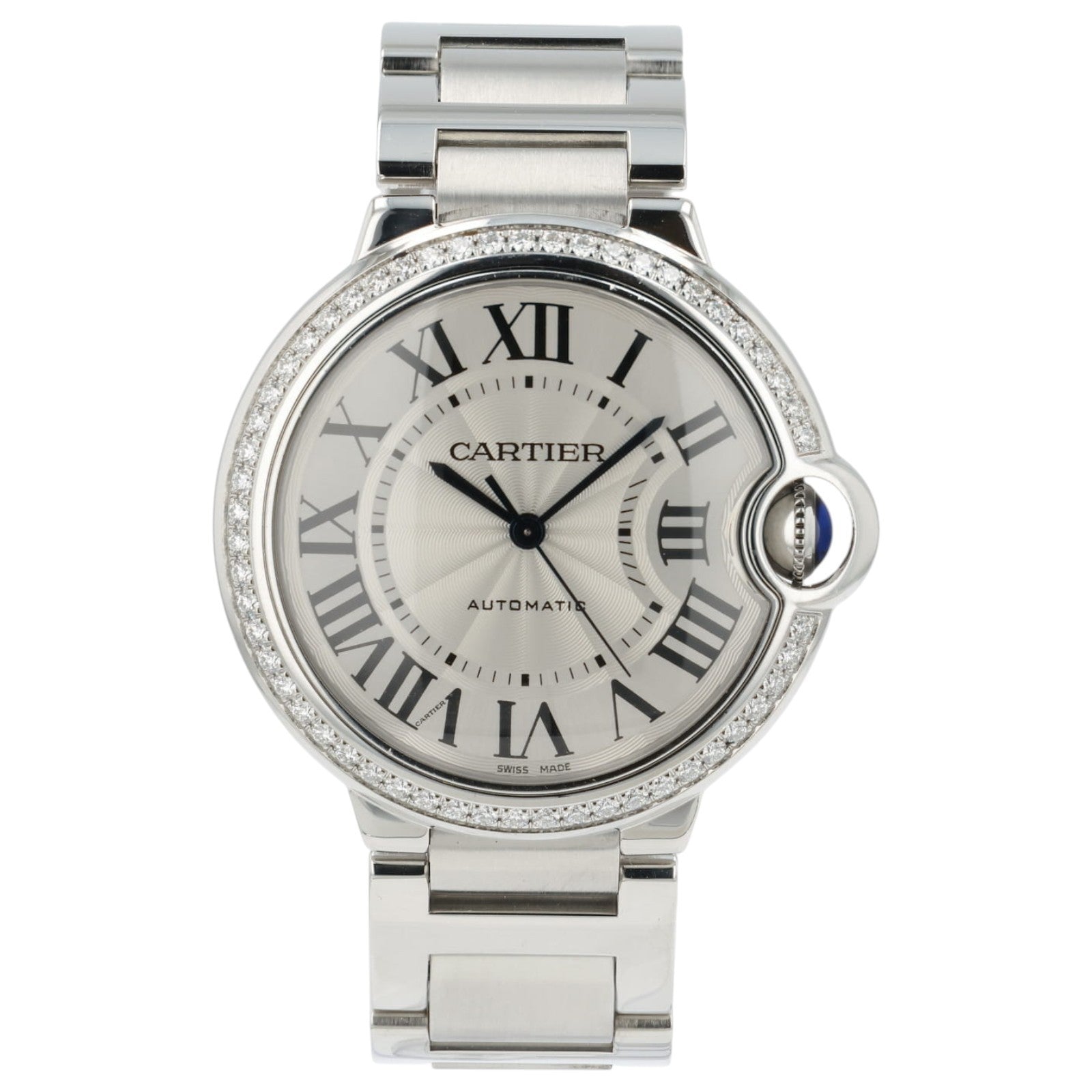 Cartier Ballon Bleu Diamonds Stainless Steel 36mm Auto Unisex Watch W4BB0017