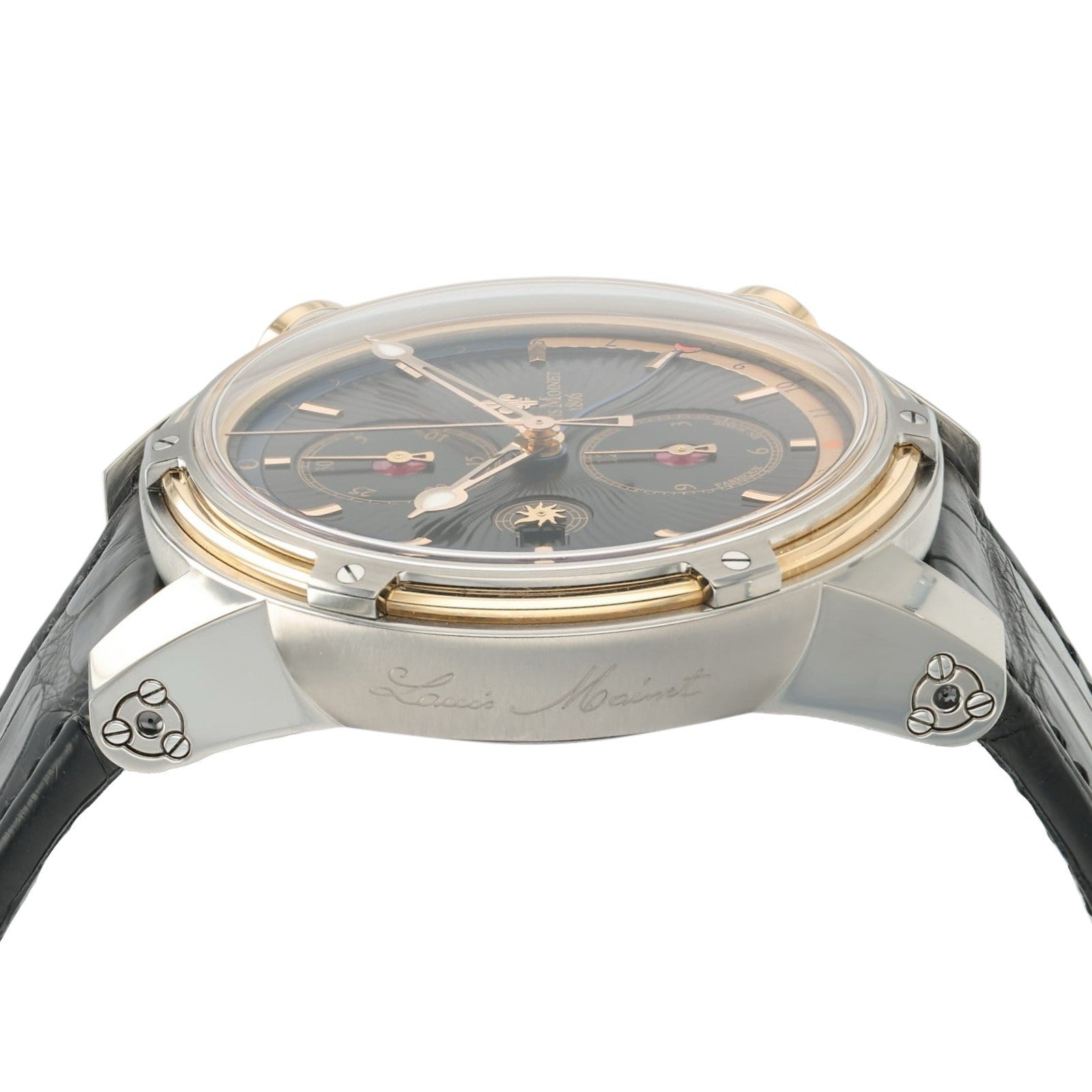 Louis Moinet Geograph Black Dial Steel and Rose Gold 45.5mm Automatic Mens Watch