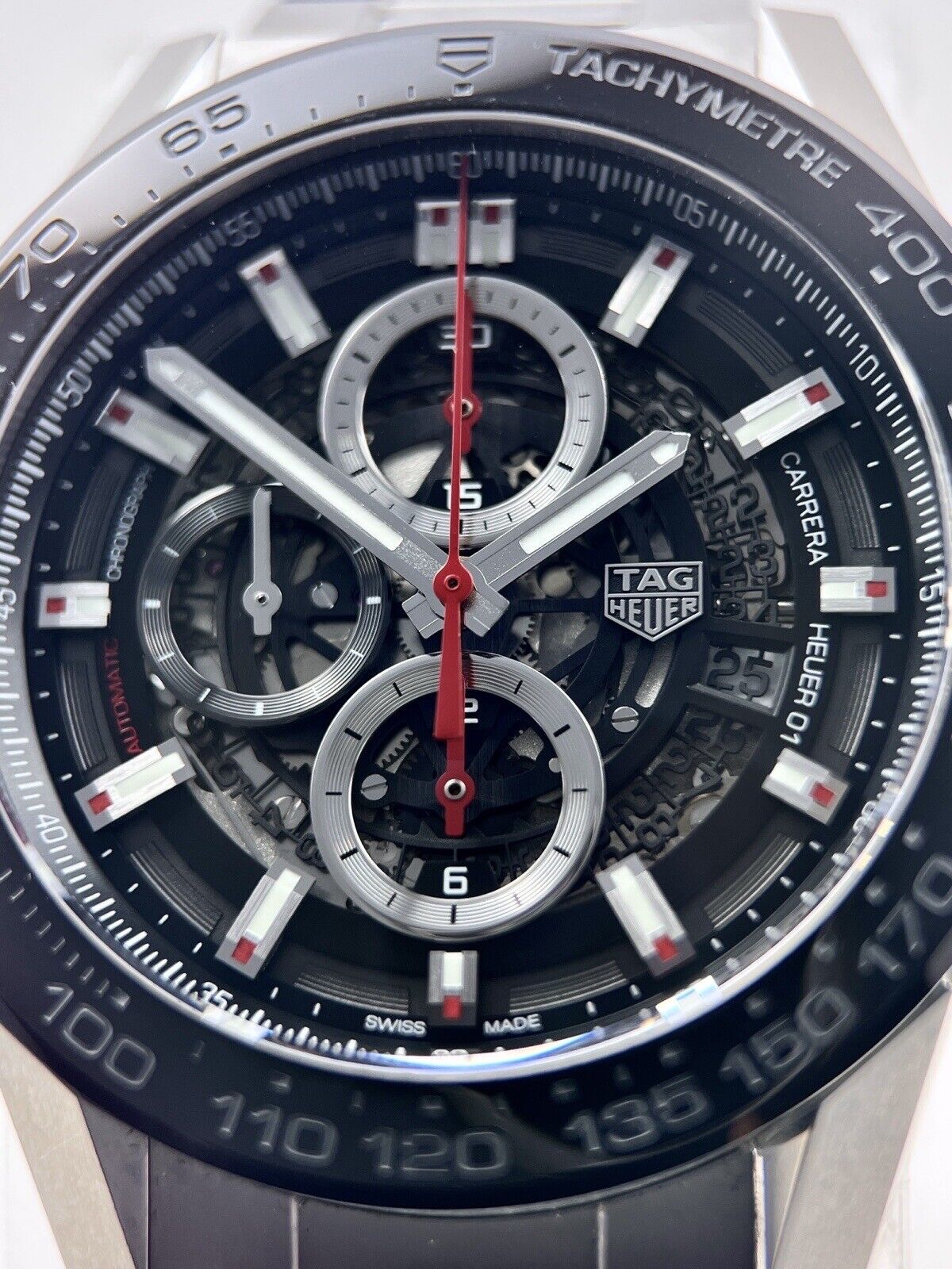 TAG Heuer Carrera Calibre Heuer 01 Black Skeleton CAR2A1W Automatic 43mm W/ B&P