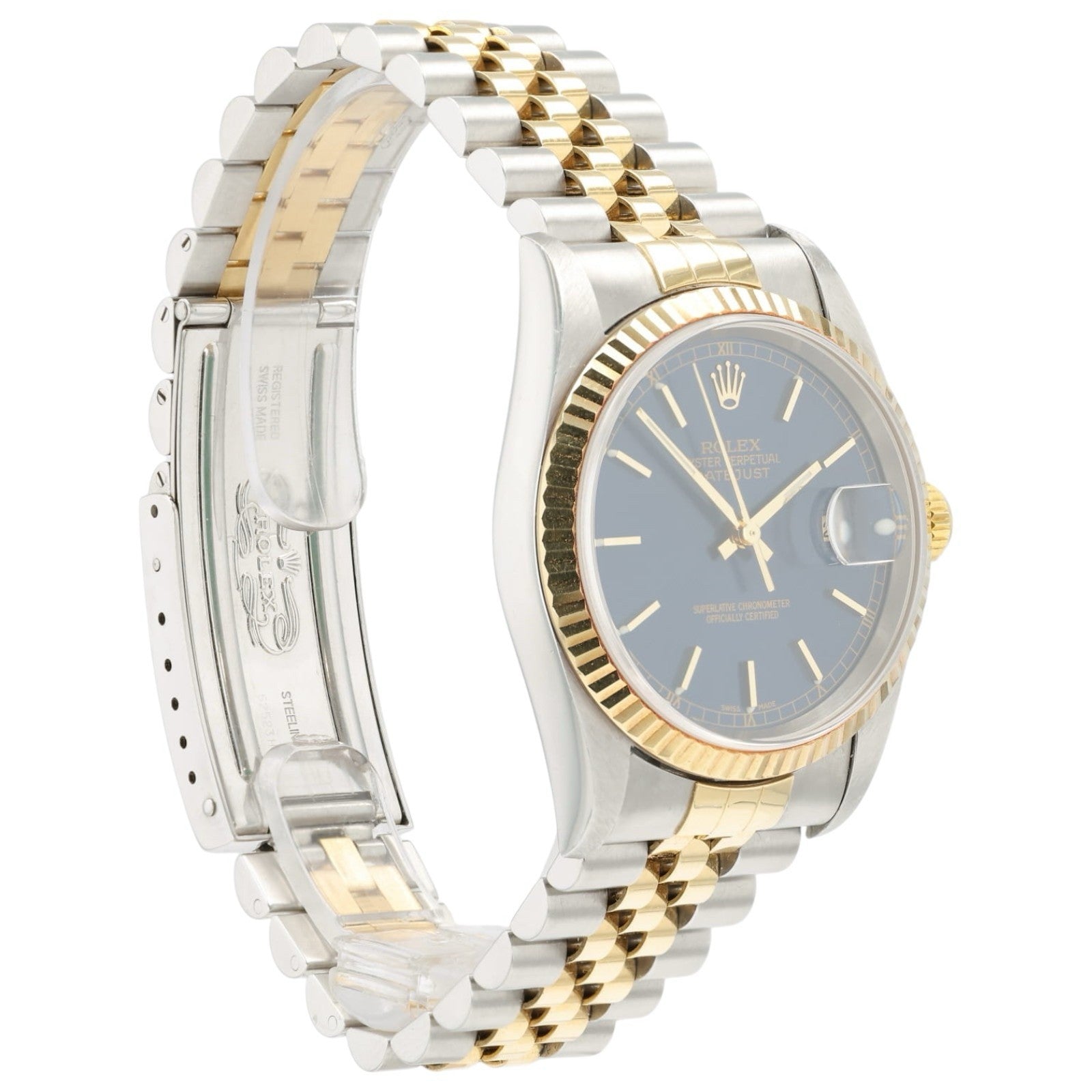 Rolex Datejust Blue Dial 18k Yellow Gold & Steel 36mm Automatic Mens Watch 16233