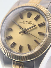 Rolex Lady Oyster Perpetual Gold & Steel Champagne Dial 26mm Women's Watch 6719
