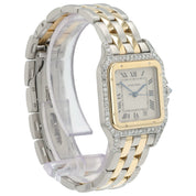 Cartier Panthere Silver Dial Steel and Gold 27mm Quartz Diamond Watch 1100
