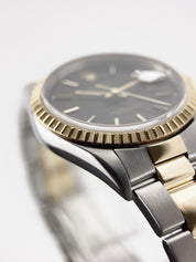 Rolex Oyster Perpetual Gold & Steel Black Dial 34mm Automatic Mens Watch 15223