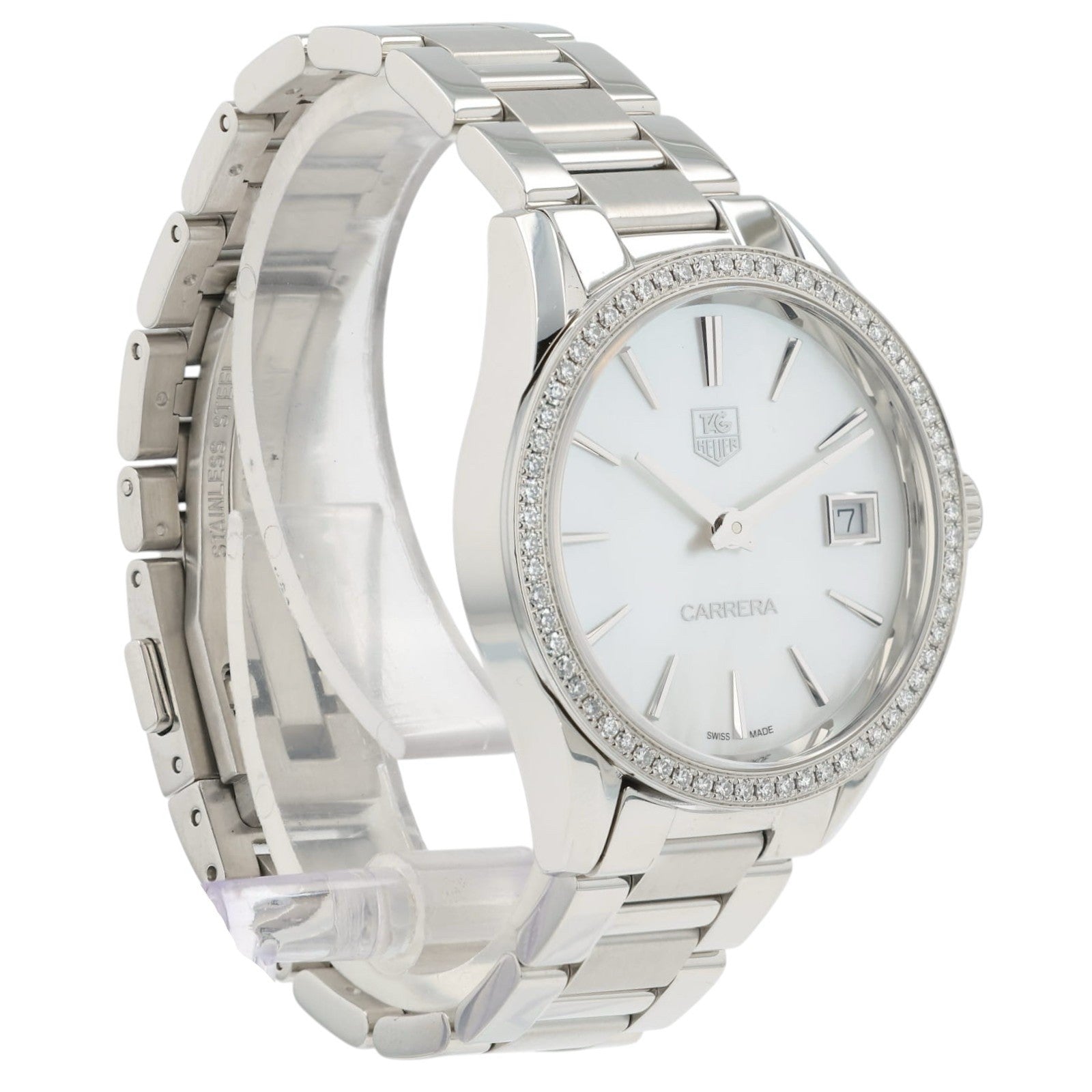 Tag Heuer Carrera Mother Of Pearl Dial Stainless Steel 32mm Quartz Watch WAR1315