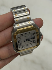 Cartier Santos Silver Dial Gold & Steel 39x47mm Automatic Mens Watch W2SA0009