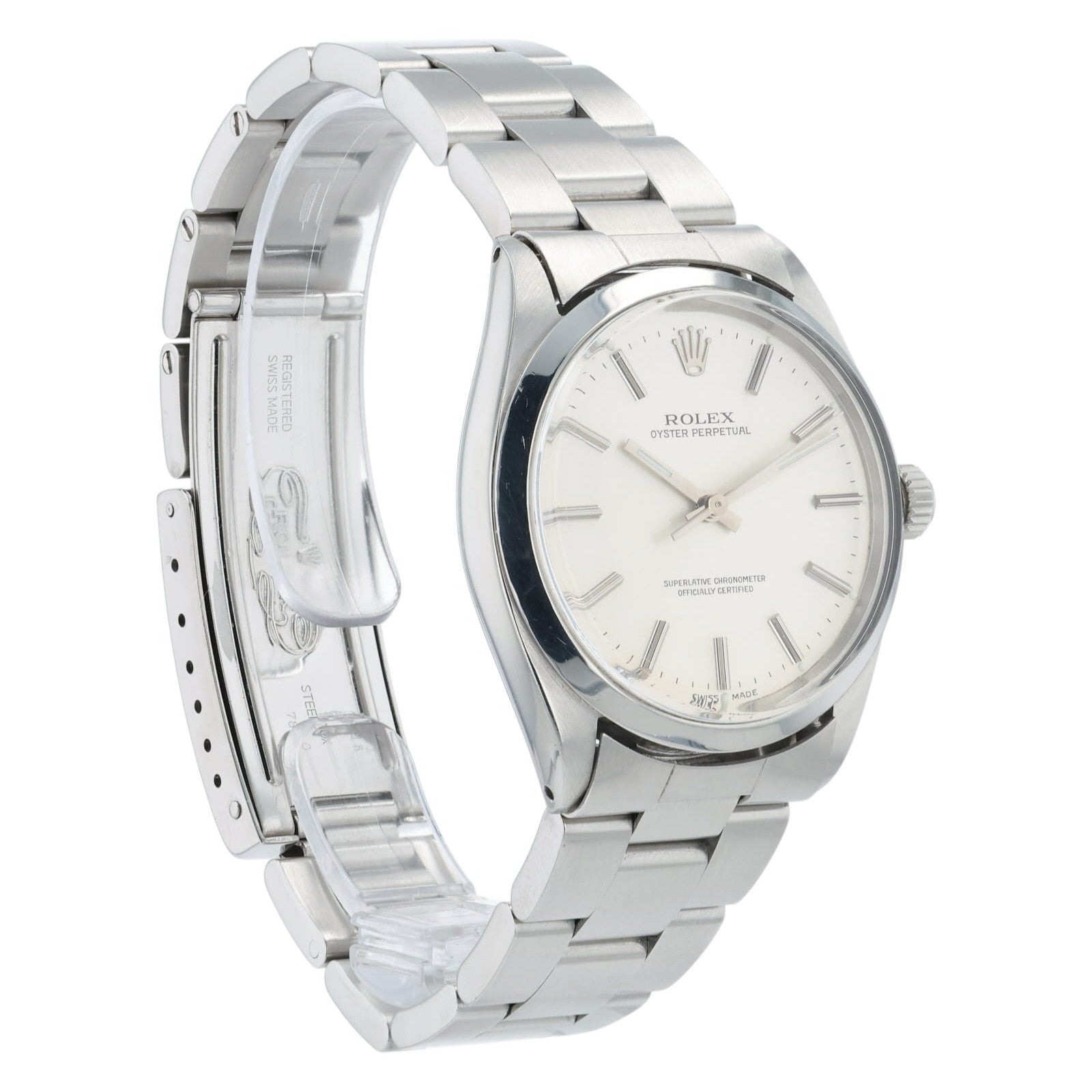 Rolex Oyster Perpetual Silver Dial Stainless Steel 34mm Auto Men’s Watch 1002
