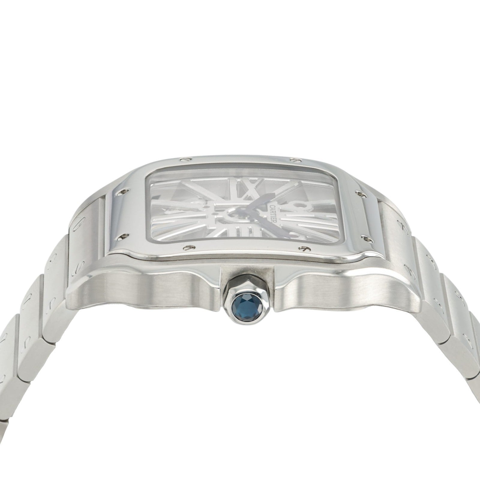 Cartier Santos Skeleton Dial Stainless Steel 39.8mm Manual Wind Mens WHSA0015