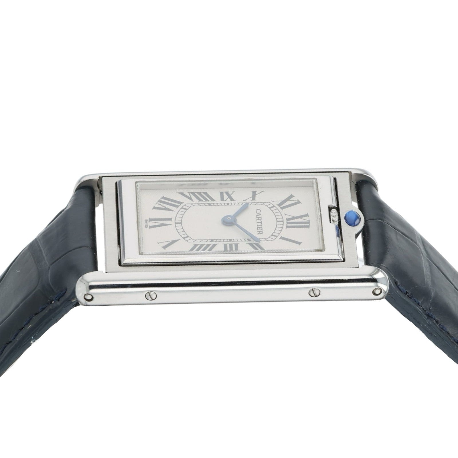 Cartier Tank Basculante White Dial Steel 25mm Manual Wind Men's Watch 2390
