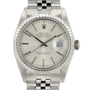 Rolex Datejust Silver Tapestry Dial Stainless Steel 36mm Automatic Men’s 16030