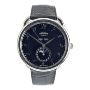 Hermes Arceau Stainless Steel Grey Black Dial 43mm Automatic Mens Watch AR8.810