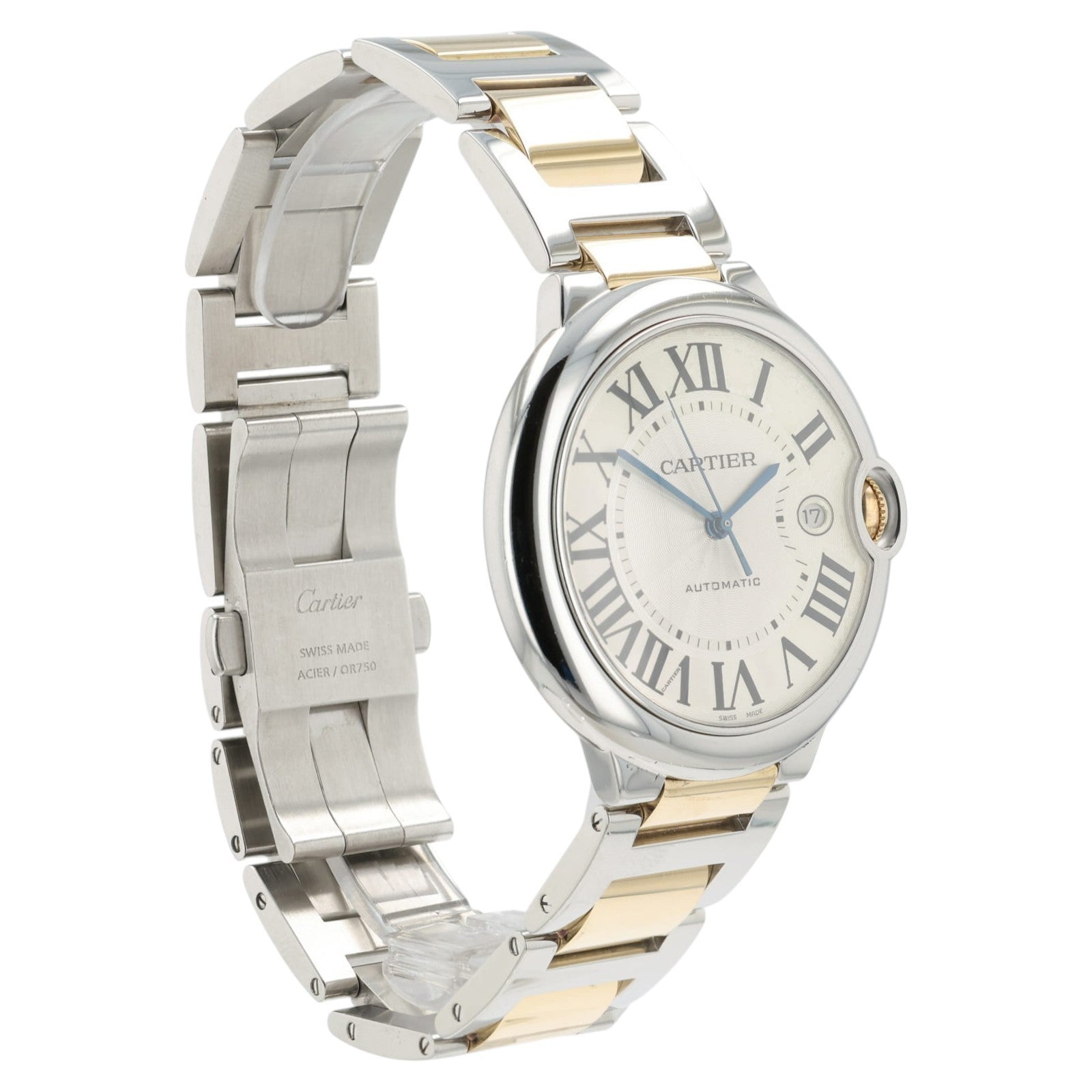 Cartier Ballon Blue Silver Dial 18k Yellow Gold & Steel 42mm Automatic W69009Z3