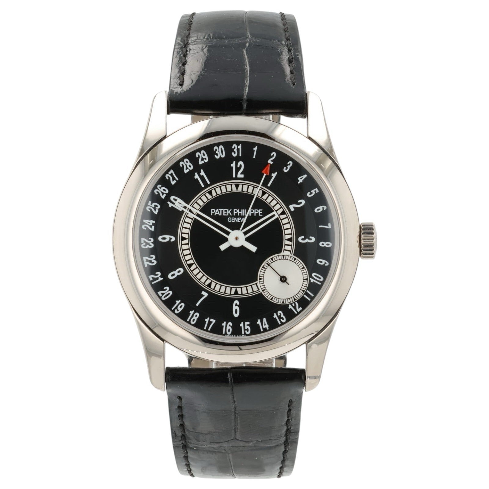 Patek Calatrava Black Dial 18k White Gold 39mm Automatic Movement Men’s 6006G