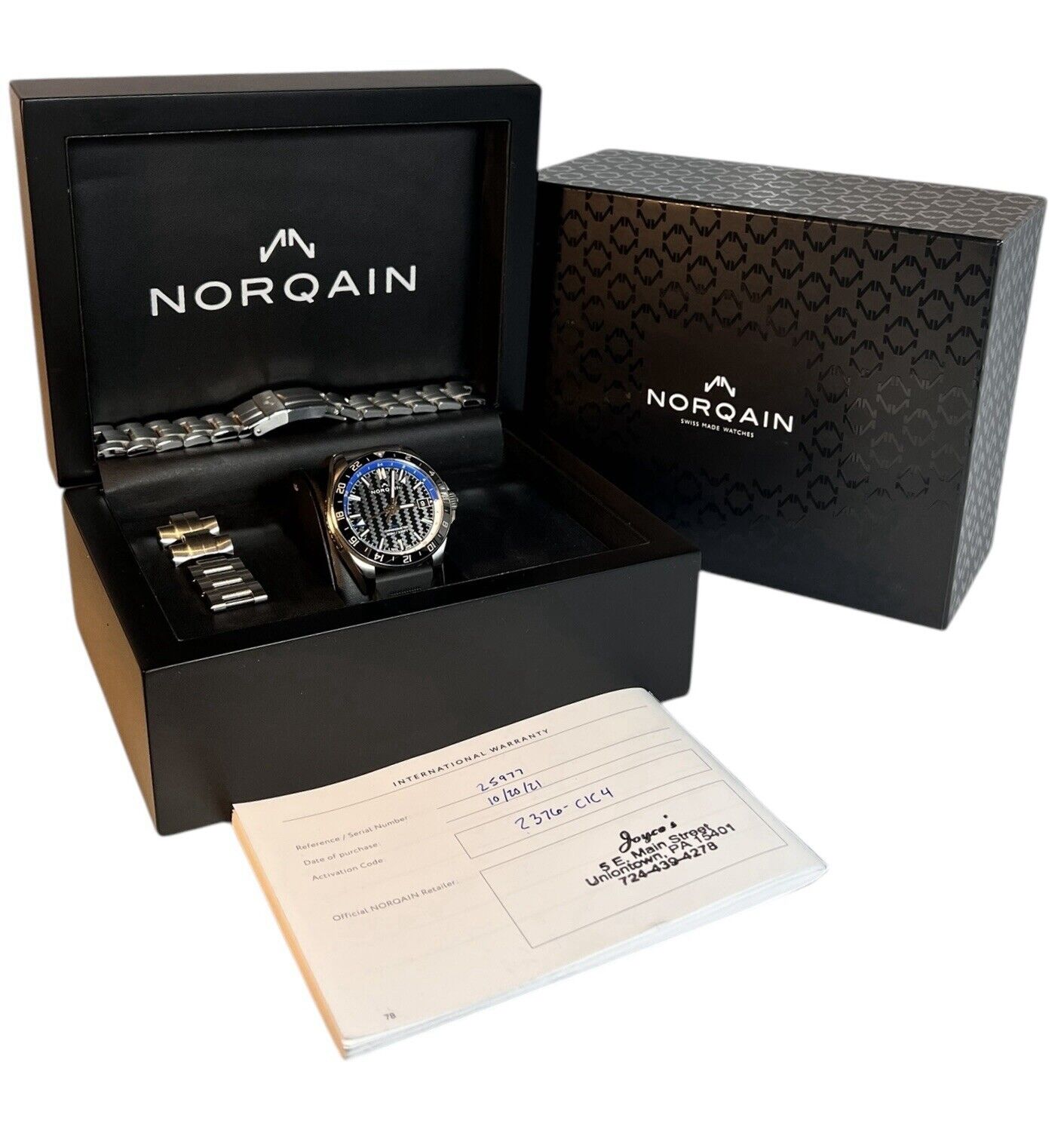 Norqain Neverest Stainless Steel Black Dial 41mm Automatic Men’s Watch NN1100