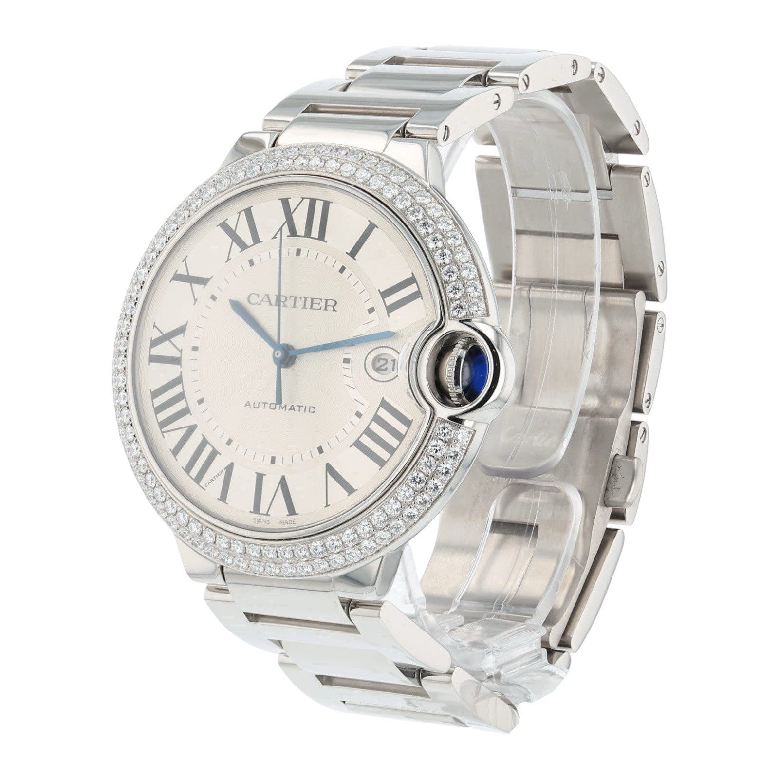 Cartier Ballon Bleu Stainless Steel Silver Dial 42mm Automatic Mens W69012Z4