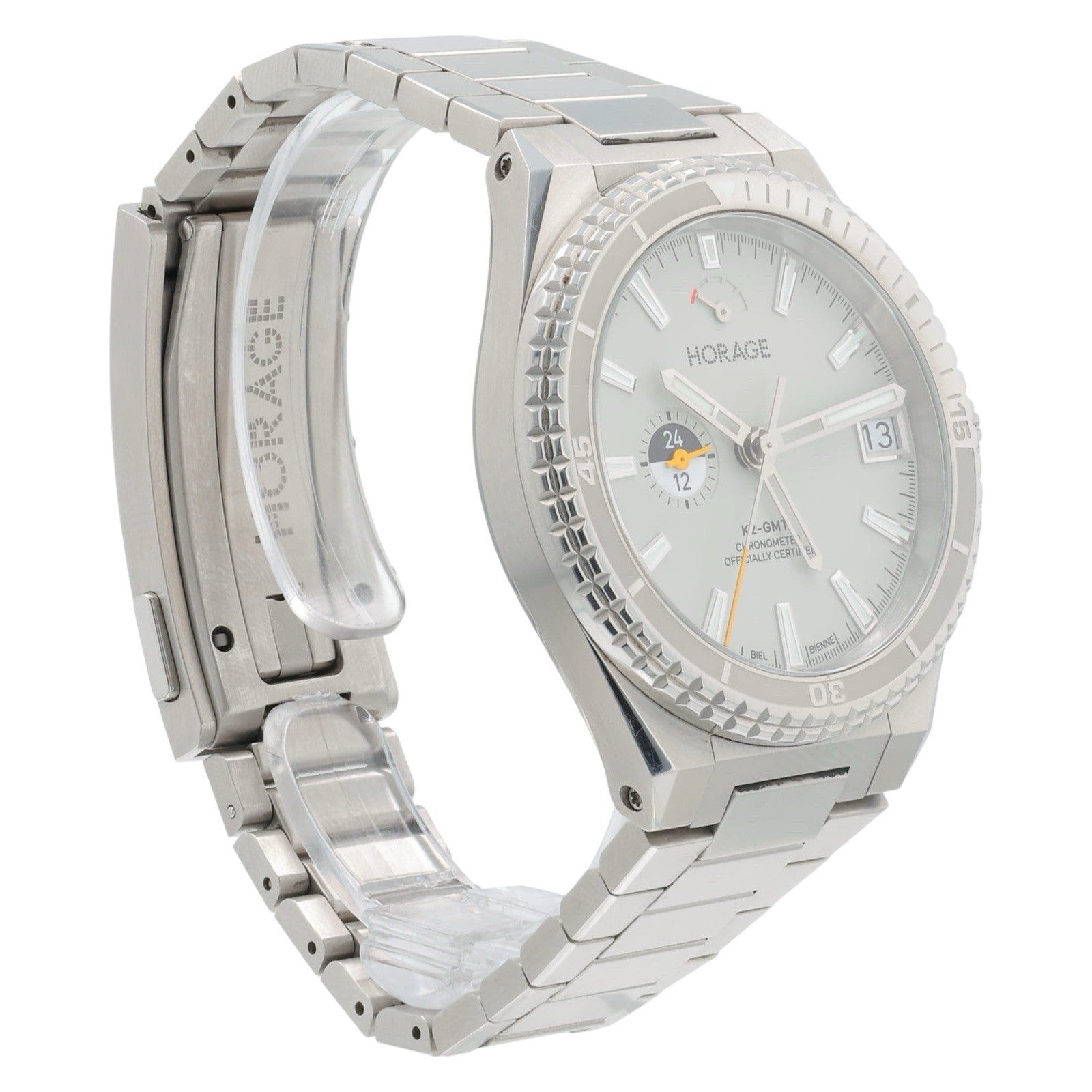 Horage Supersede K2-GMT Stainless Steel Silver Dial 39.5mm Auto Mens Watch