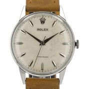 Vintage Rolex Precision Silver Dial Stainless Steel 35mm Manual Wind Men’s 9022