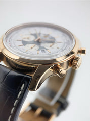 Breitling Transocean Chrono 18k Rose Gold White Dial 46mm Automatic Watch RB0510