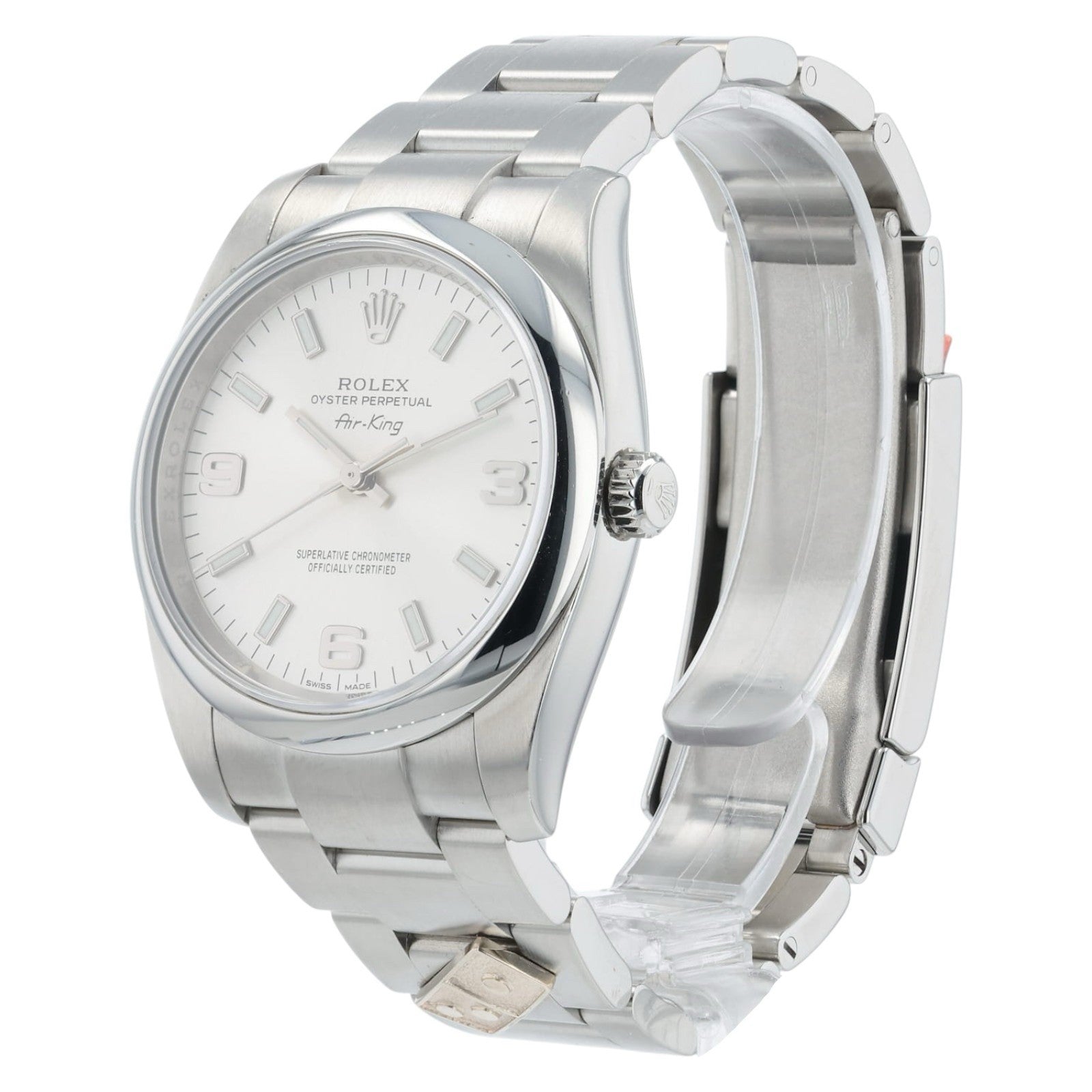 Rolex Air King Dominos Silver Dial Steel 34mm Automatic Unisex Watch 114200