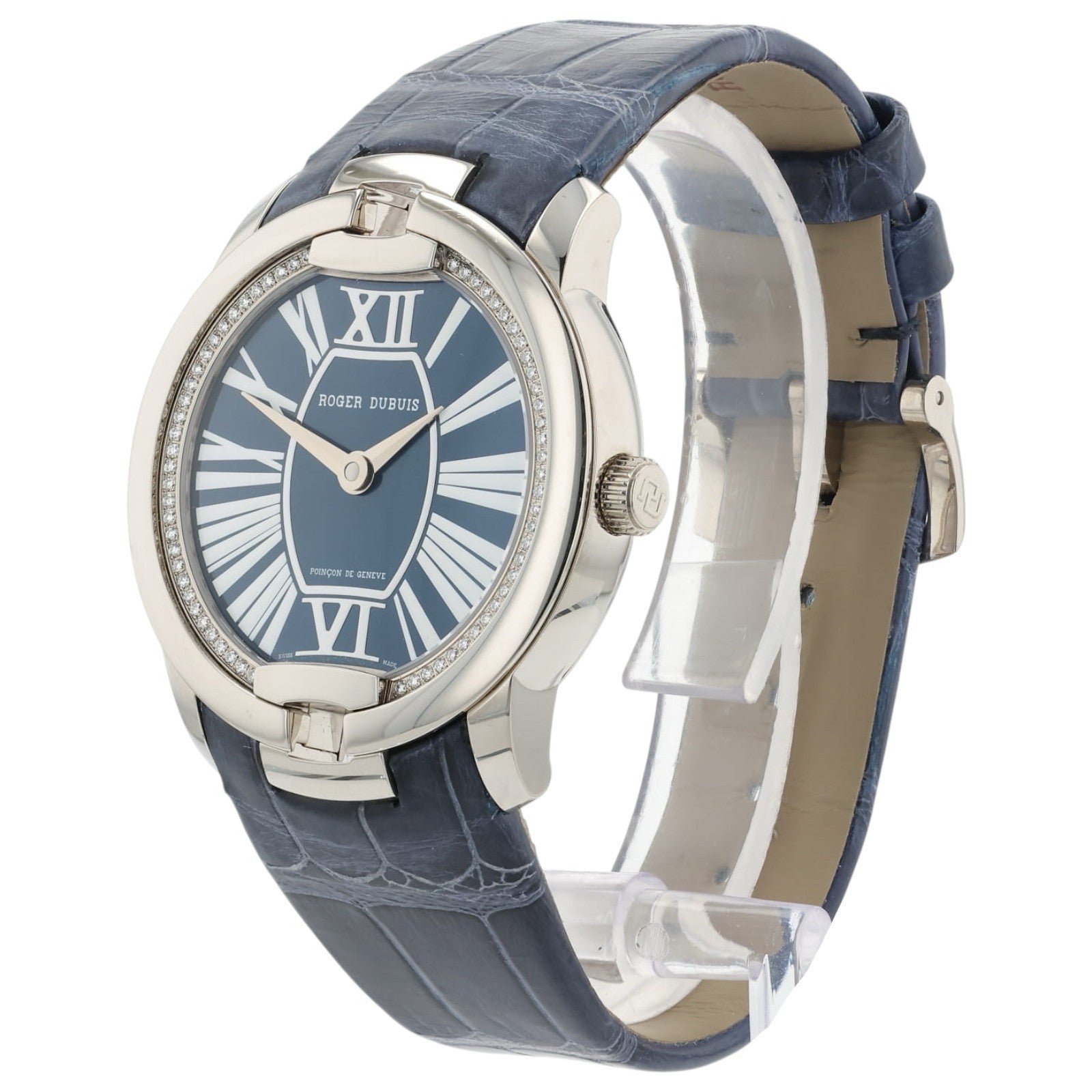 Roger Dubuis Velvet Blue Dial 18k White Gold 36mm Auto Women's Watch DBVE0048