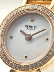 Hermes Faubourg Lady’s 18k Rose Gold White Dial 16mm Quartz Women’s Watch FG.171