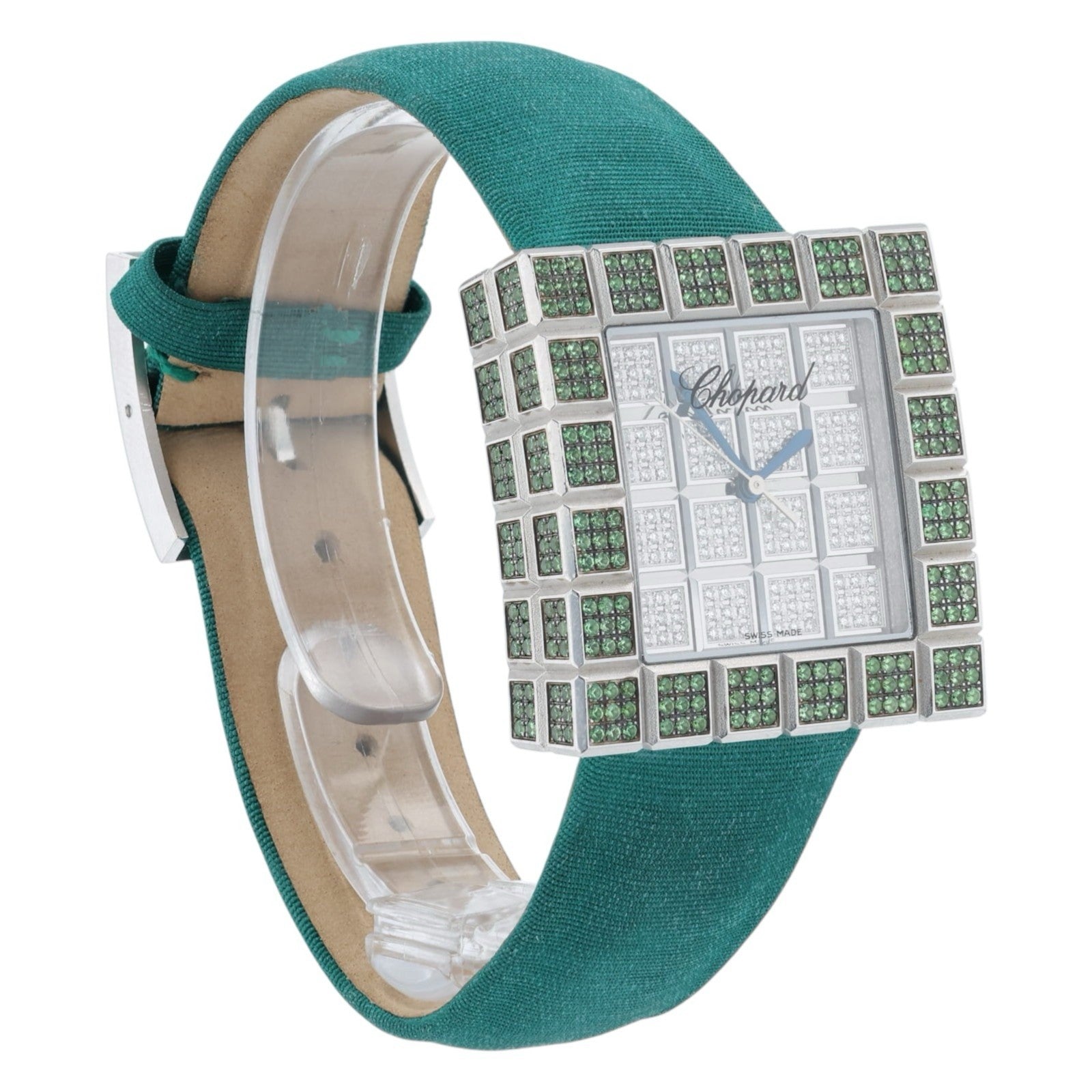 Chopard Ice Cube Diamond Paved Dial 18k White Gold Quartz Watch 7424/8