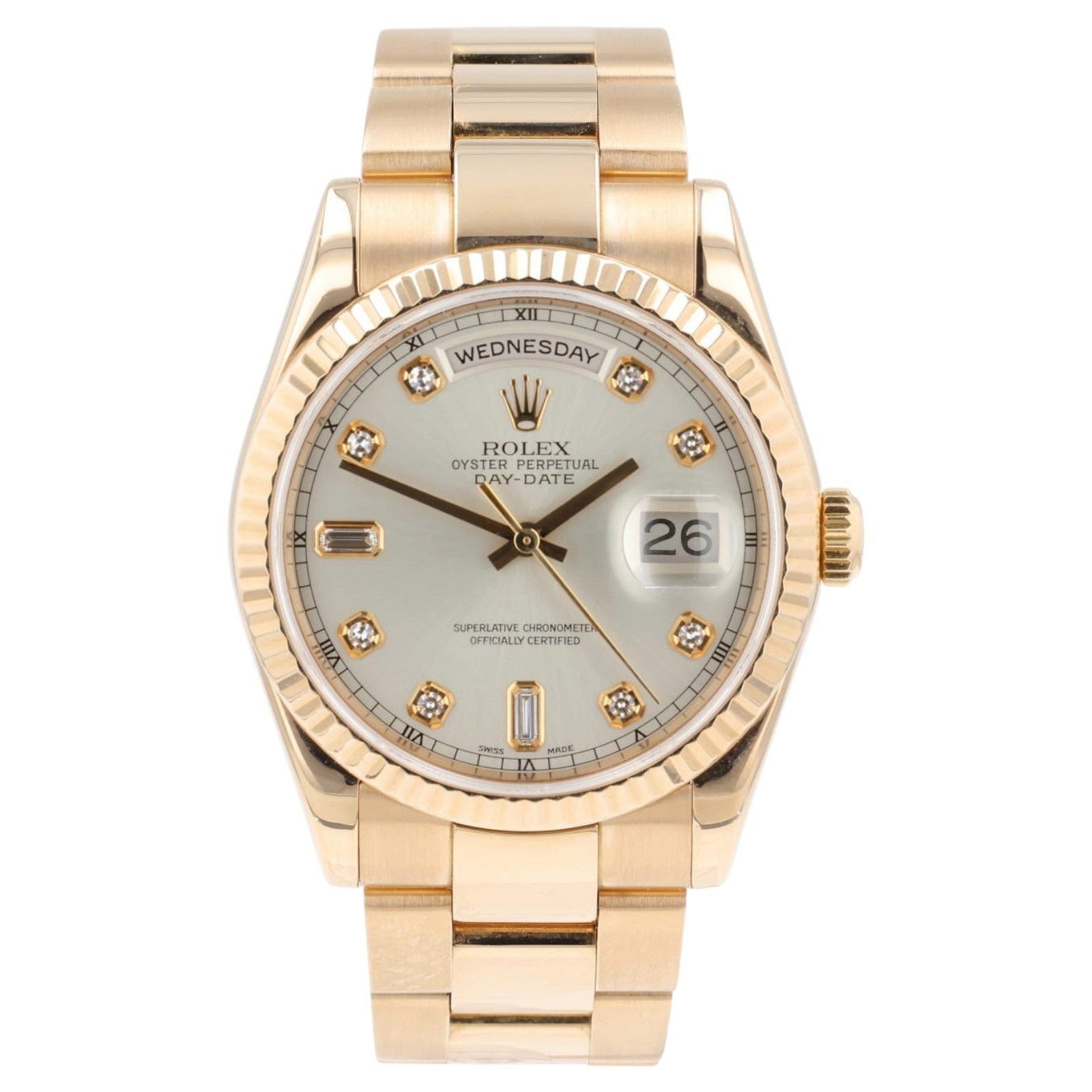 2026 RSC Rolex Day Date Silver Color Dial 18k Everose Gold 36mm Auto Mens 118235
